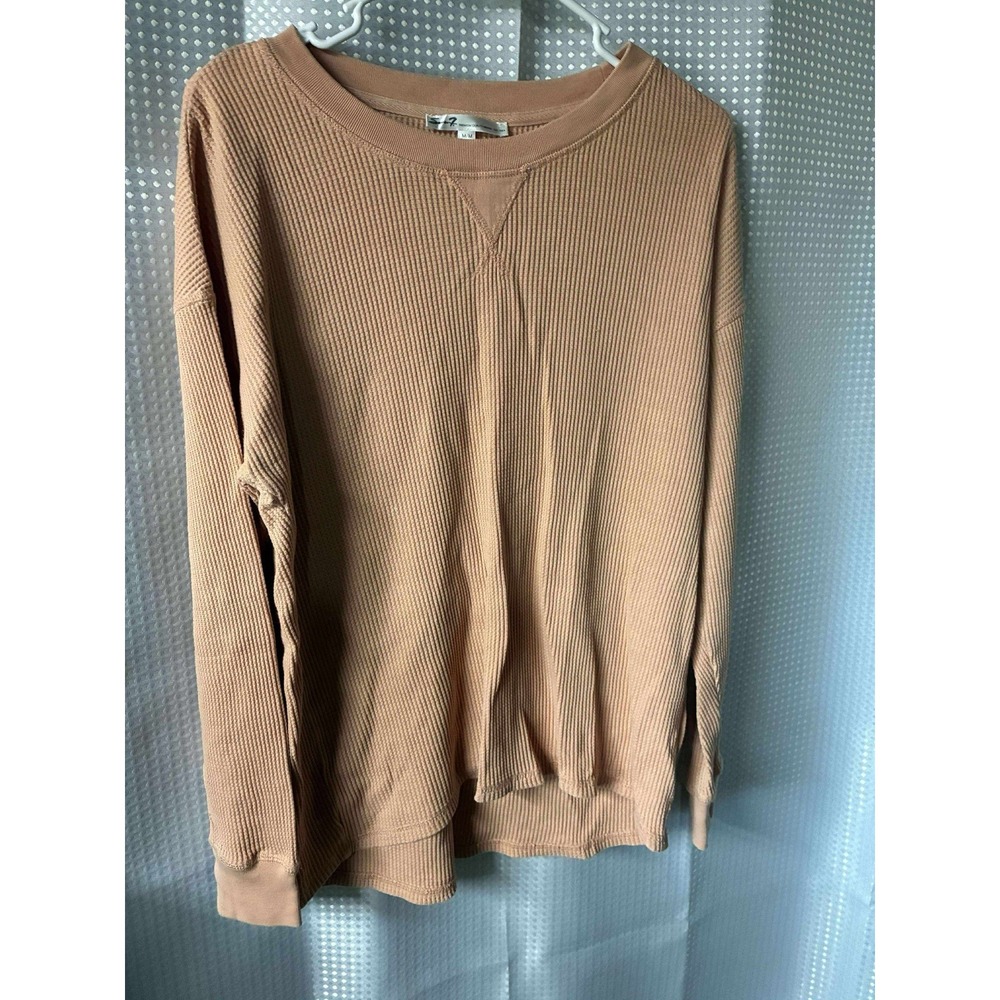 Seven7 Brown/salmon Long Sleeve Thermal Size Medium Woman